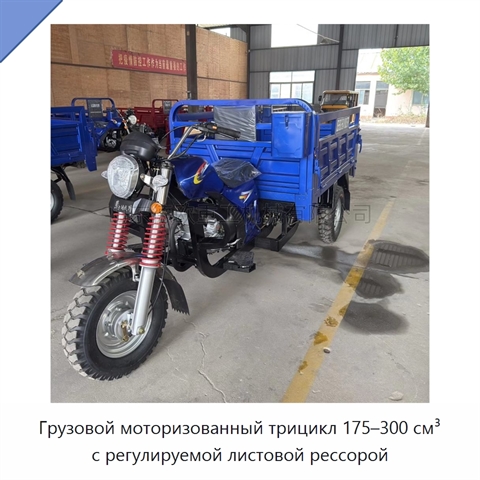 Грузовой моторизованный трицикл 175–300 см³ с регулируемой листовой рессорой