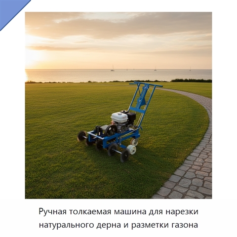 Ручная толкаемая машина для нарезки натурального дерна и разметки газона