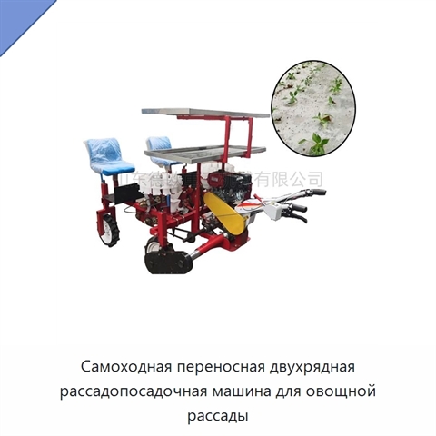 Самоходная переносная двухрядная рассадопосадочная машина для овощной рассады