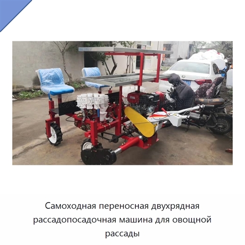 Самоходная переносная двухрядная рассадопосадочная машина для овощной рассады