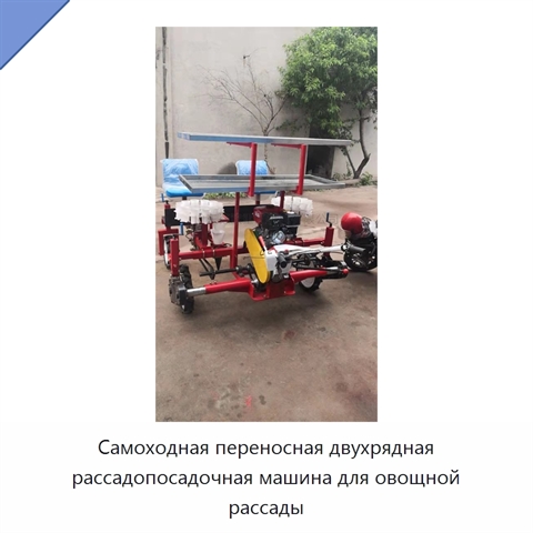 Самоходная переносная двухрядная рассадопосадочная машина для овощной рассады