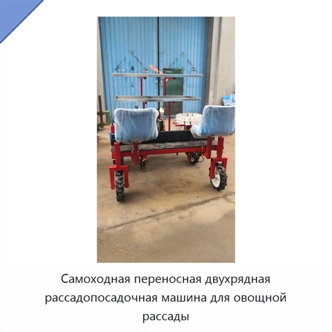 Самоходная переносная двухрядная рассадопосадочная машина для овощной рассады