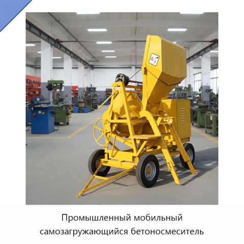 Промышленный мобильный самозагружающийся бетоносмеситель