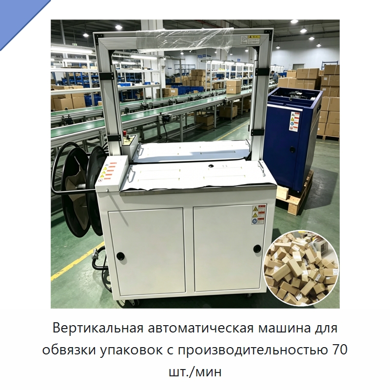 Вертикальная автоматическая машина для обвязки упаковок с производительностью 70 шт./мин — Обвязочные машины