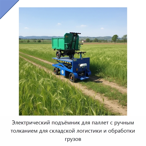 Электрический подъёмник для паллет с ручным толканием для складской логистики и обработки грузов
