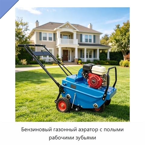 Бензиновый газонный аэратор с полыми рабочими зубьями
