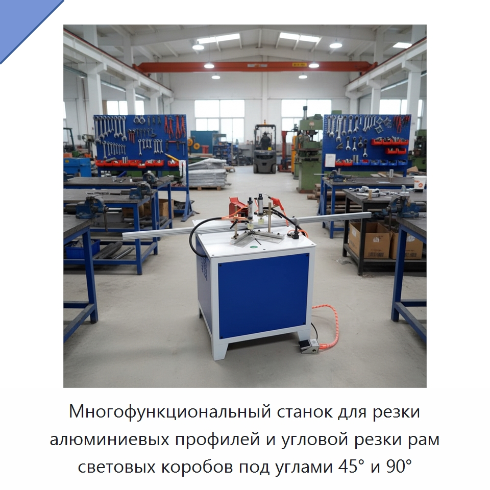 Многофункциональный станок для резки алюминиевых профилей и угловой резки рам световых коробов под углами 45° и 90° — Оборудование для производства окон и дверей