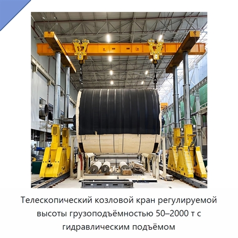 Телескопический козловой кран регулируемой высоты грузоподъёмностью 50–2000 т с гидравлическим подъёмом
