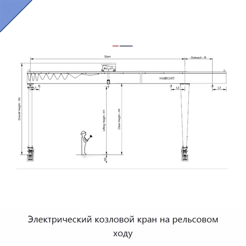 Электрический козловой кран на рельсовом ходу