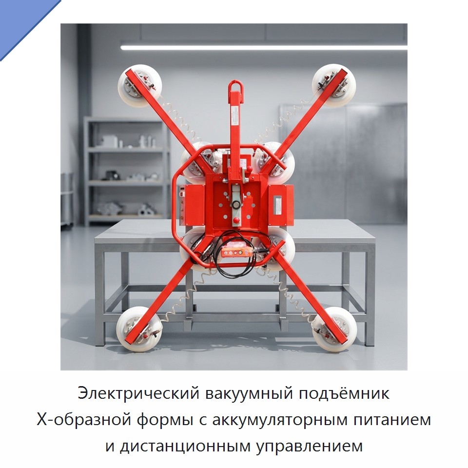 Электрический вакуумный подъёмник Х-образной формы с аккумуляторным питанием и дистанционным управлением — Вакуумные грузозахваты