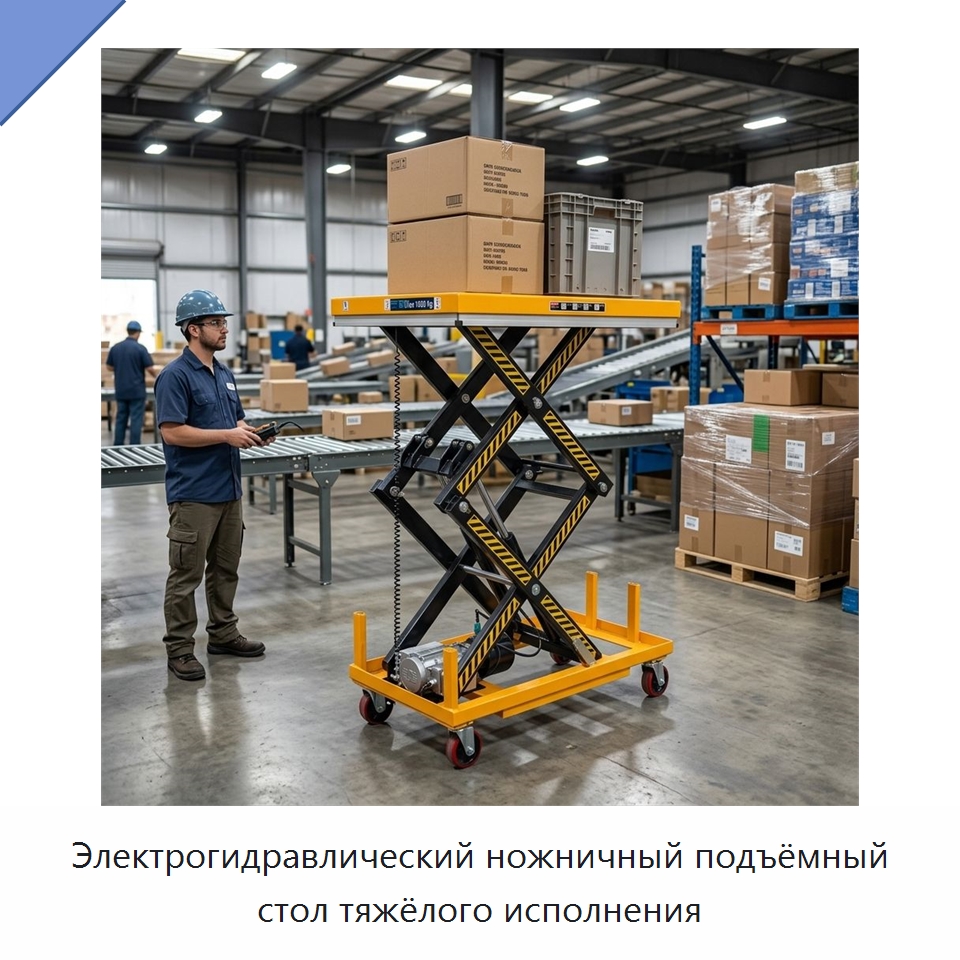 Электрогидравлический ножничный подъёмный стол тяжёлого исполнения — Подъемные столы