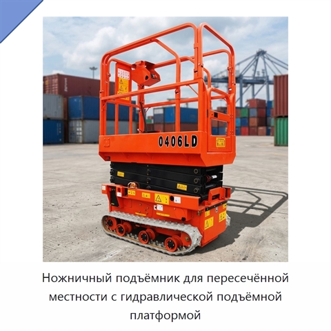 Ножничный подъёмник для пересечённой местности с гидравлической подъёмной платформой