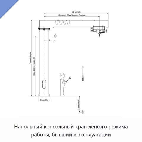 Напольный консольный кран лёгкого режима работы, бывший в эксплуатации