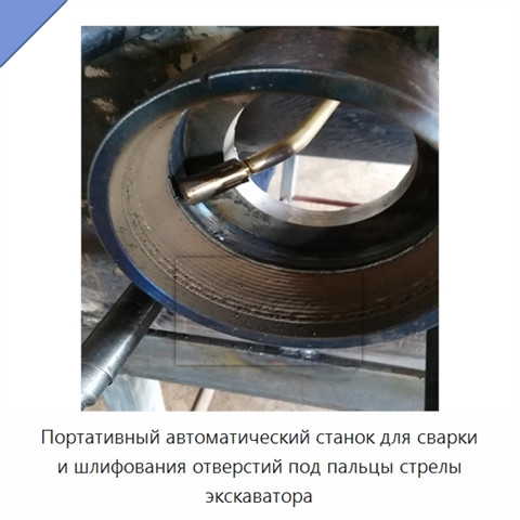 Портативный автоматический станок для сварки и шлифования отверстий под пальцы стрелы экскаватора