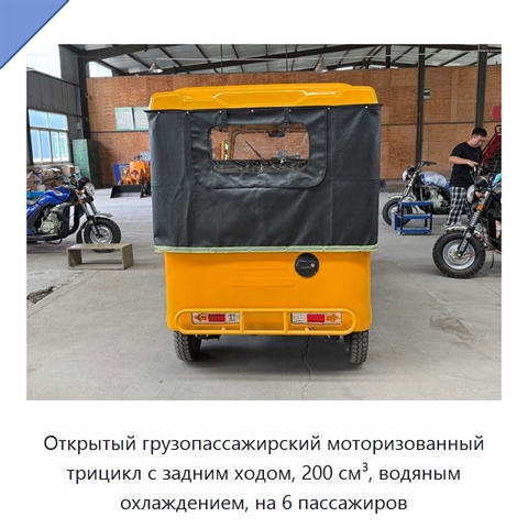 Открытый грузопассажирский моторизованный трицикл с задним ходом, 200 см³, водяным охлаждением, на 6 пассажиров