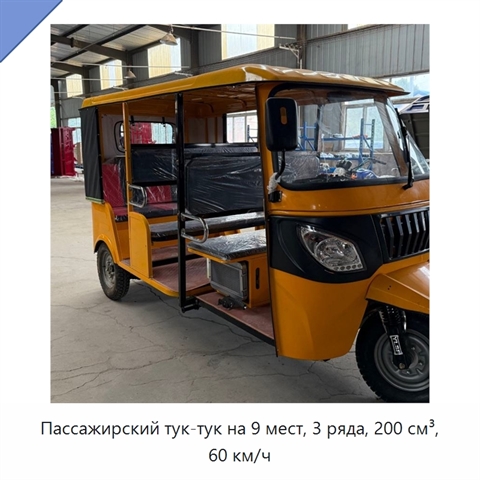 Пассажирский тук-тук на 9 мест, 3 ряда, 200 см³, 60 км/ч
