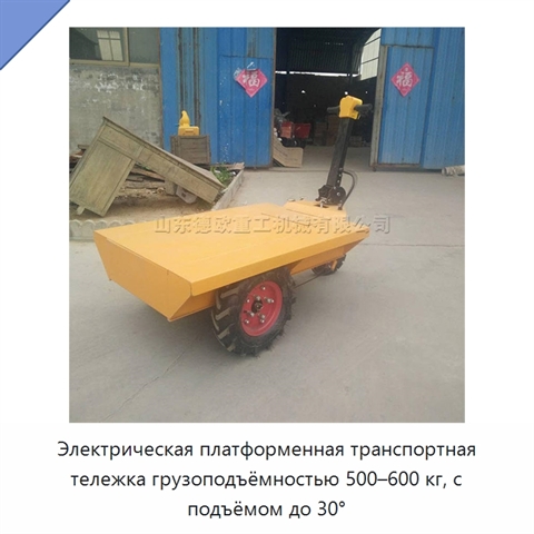 Электрическая платформенная транспортная тележка грузоподъёмностью 500–600 кг, с подъёмом до 30°