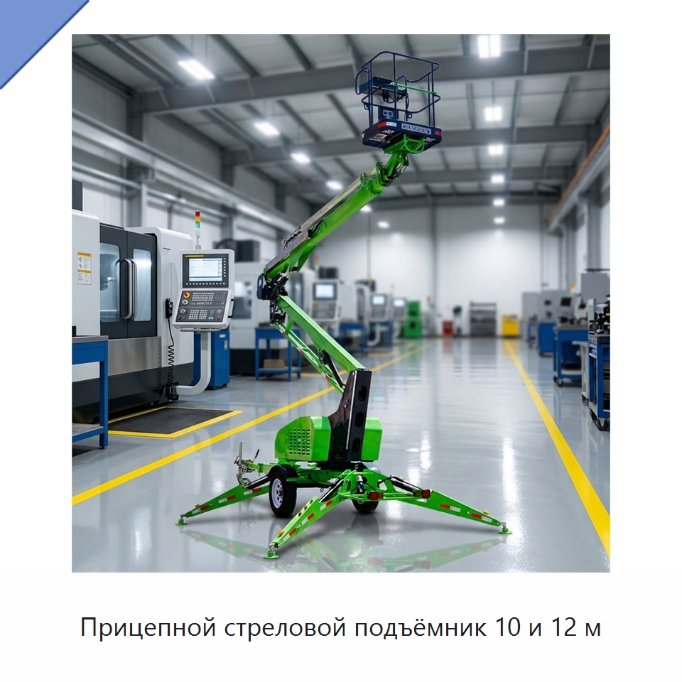 Прицепной стреловой подъёмник 10 и 12 м — Подъемные столы