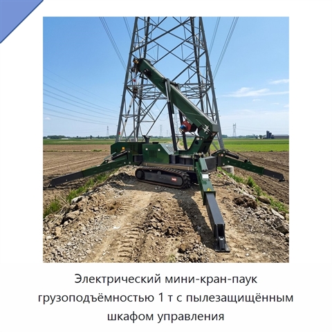 Электрический мини-кран-паук грузоподъёмностью 1 т с пылезащищённым шкафом управления