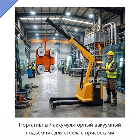 Портативный аккумуляторный вакуумный подъёмник для стекла с присосками