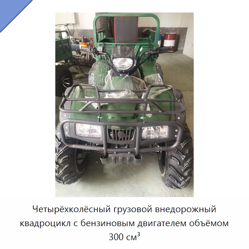 Четырёхколёсный грузовой внедорожный квадроцикл с бензиновым двигателем объёмом 300 см³ — Специальные машины и промышленное оборудование