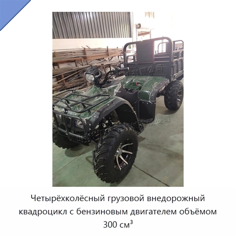 Четырёхколёсный грузовой внедорожный квадроцикл с бензиновым двигателем объёмом 300 см³
