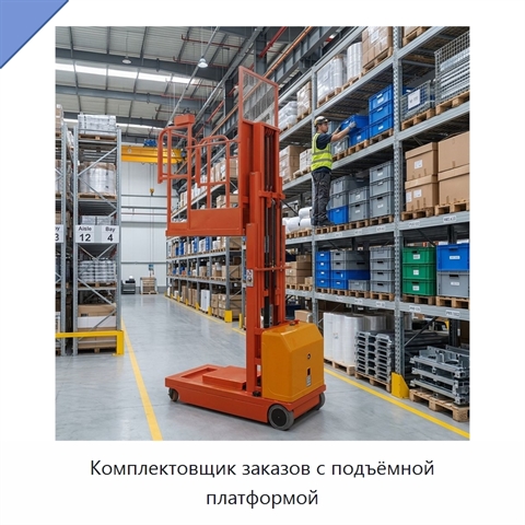 Комплектовщик заказов с подъёмной платформой