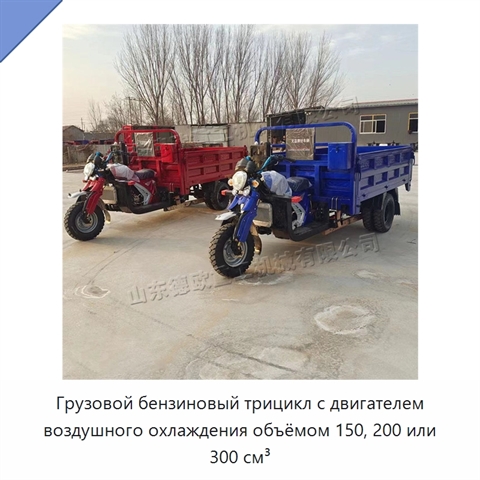 Грузовой бензиновый трицикл с двигателем воздушного охлаждения объёмом 150, 200 или 300 см³