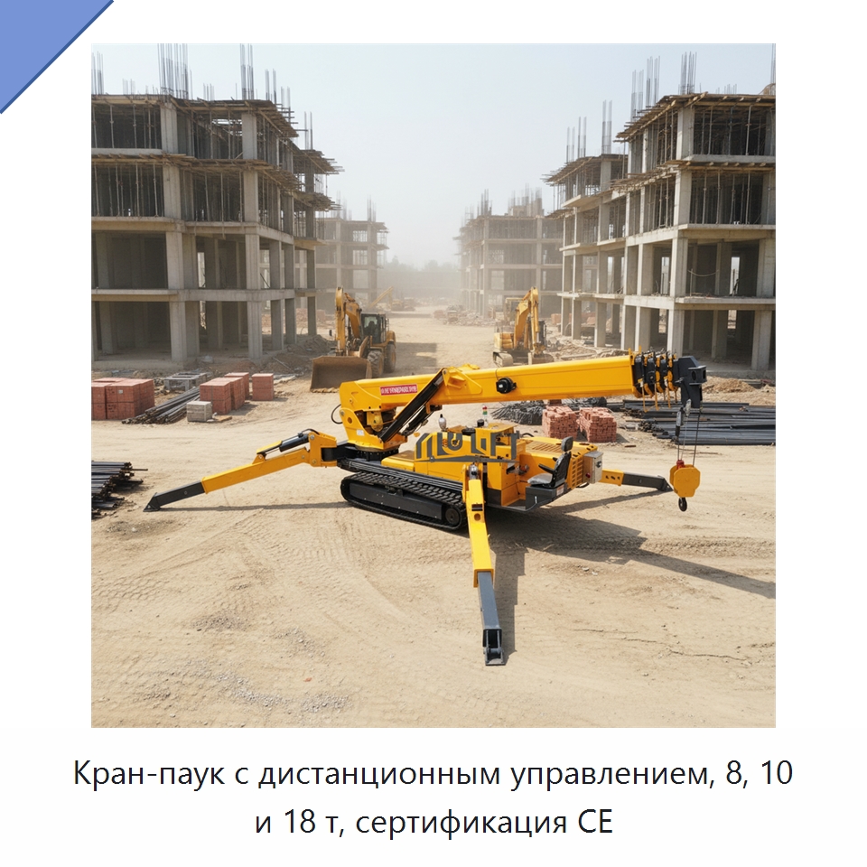 Кран-паук с дистанционным управлением, 8, 10 и 18 т, сертификация CE — Краны