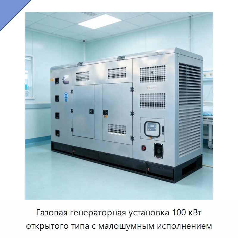 Газовая генераторная установка 100 кВт открытого типа с малошумным исполнением — Дизельные генераторы