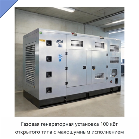 Газовая генераторная установка 100 кВт открытого типа с малошумным исполнением