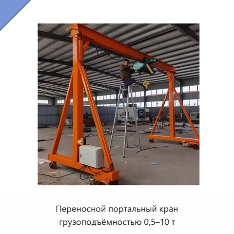 Переносной портальный кран грузоподъёмностью 0,5–10 т