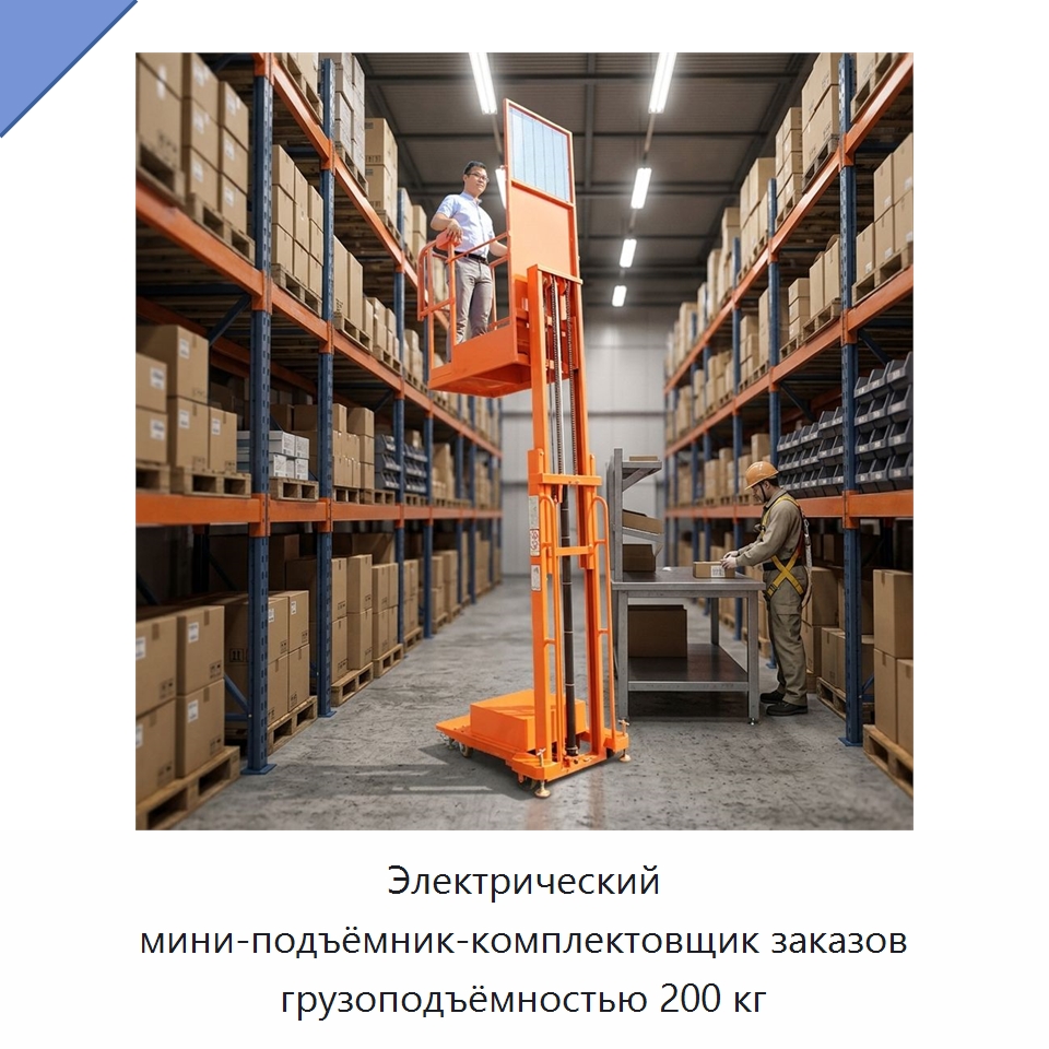 Электрический мини-подъёмник-комплектовщик заказов грузоподъёмностью 200 кг — Подъемные столы