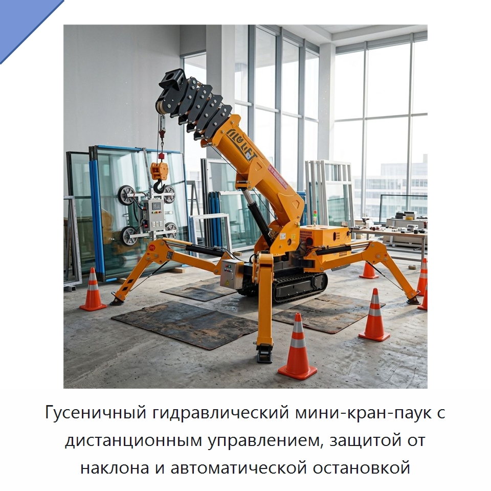 Гусеничный гидравлический мини-кран-паук с дистанционным управлением, защитой от наклона и автоматической остановкой — Краны