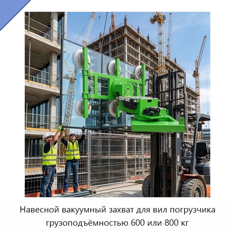 Навесной вакуумный захват для вил погрузчика грузоподъёмностью 600 или 800 кг