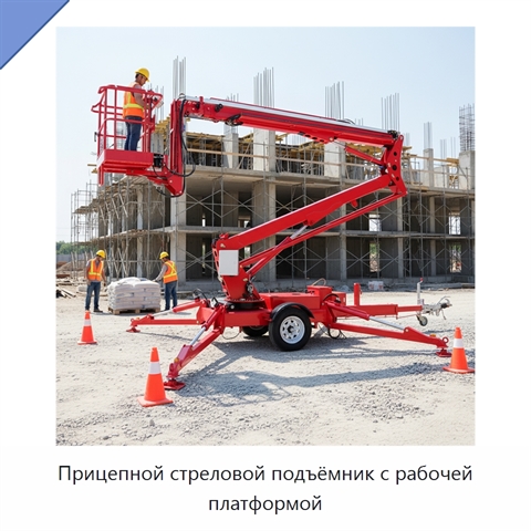 Прицепной стреловой подъёмник с рабочей платформой