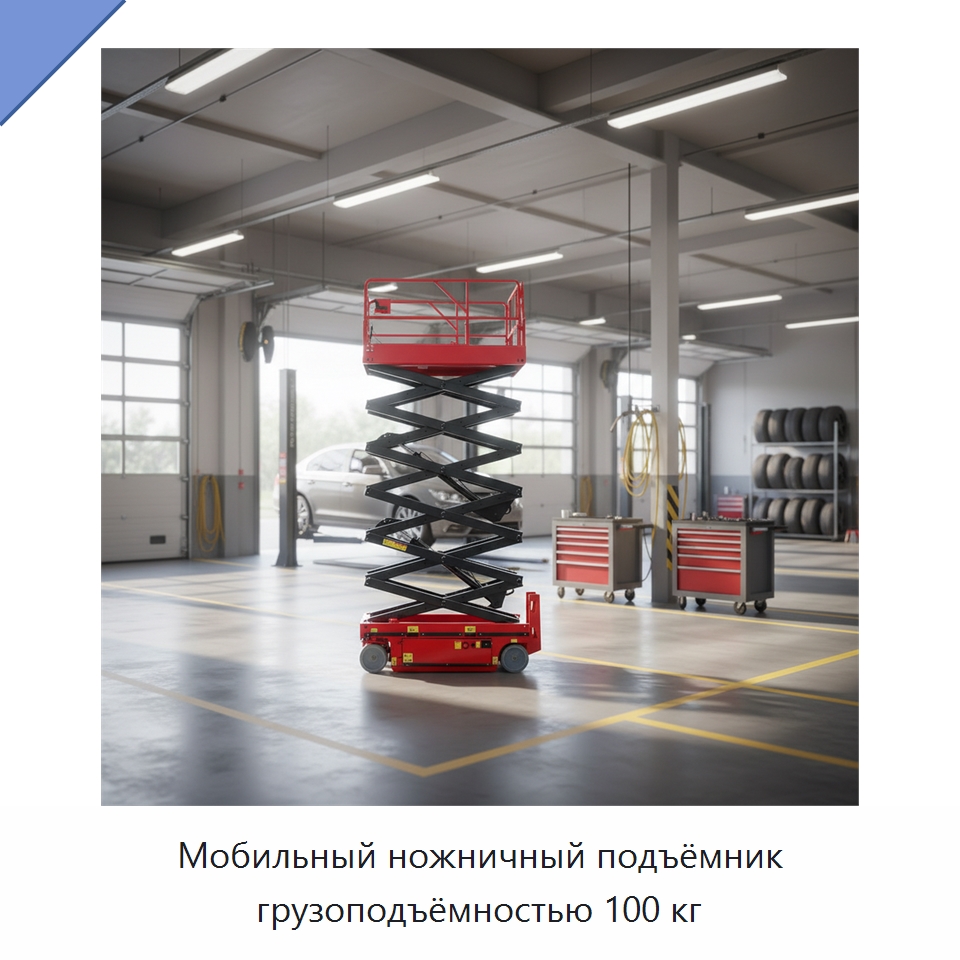 Мобильный ножничный подъёмник грузоподъёмностью 100 кг — Подъемные столы