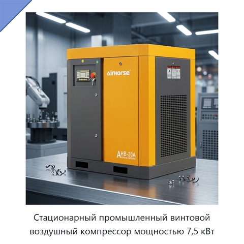 Стационарный промышленный винтовой воздушный компрессор мощностью 7,5 кВт