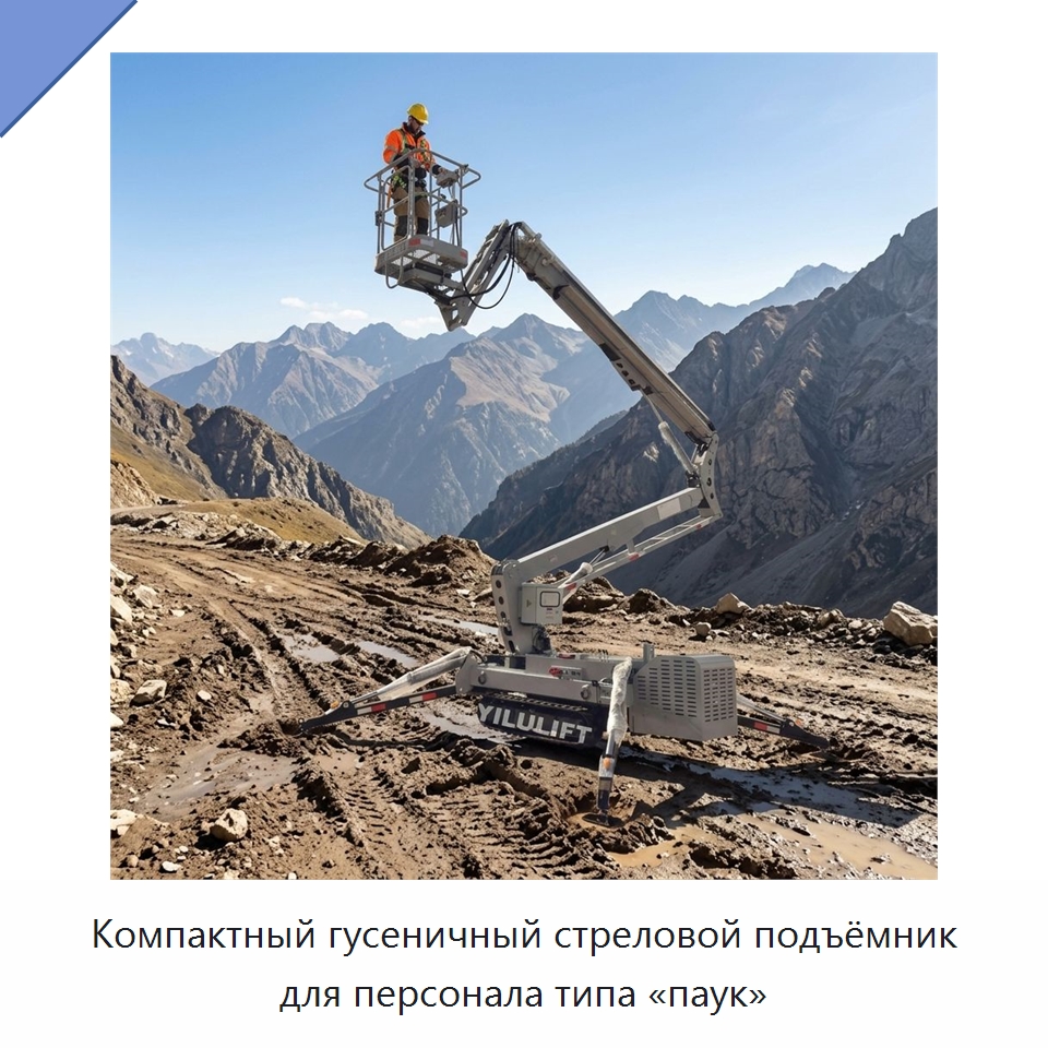 Компактный гусеничный стреловой подъёмник для персонала типа «паук» — Подъемные столы