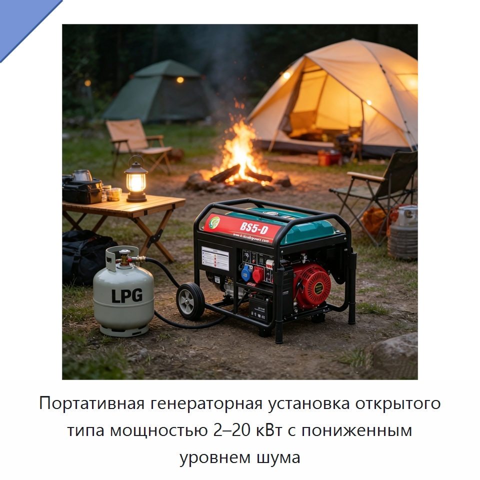 Портативная генераторная установка открытого типа мощностью 2–20 кВт с пониженным уровнем шума — Бензиновые генераторы