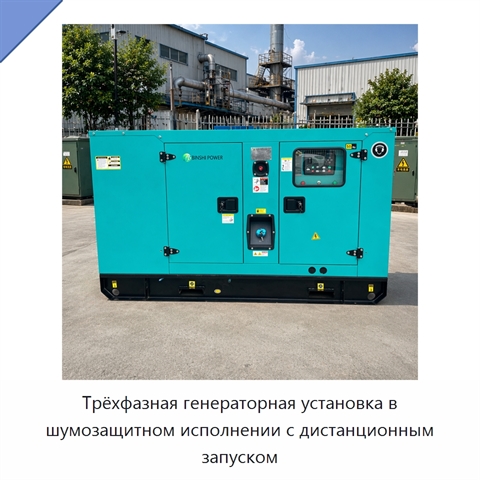 Трёхфазная генераторная установка в шумозащитном исполнении с дистанционным запуском