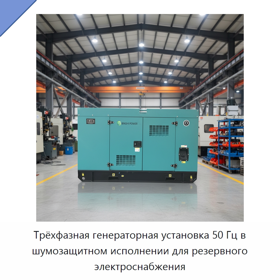 Трёхфазная генераторная установка 50 Гц в шумозащитном исполнении для резервного электроснабжения — Дизельные генераторы