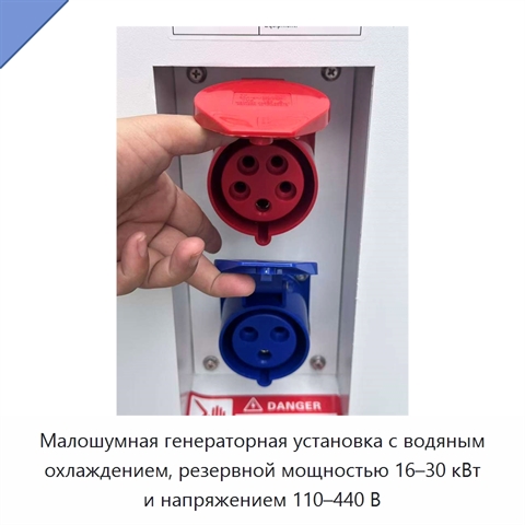 Малошумная генераторная установка с водяным охлаждением, резервной мощностью 16–30 кВт и напряжением 110–440 В