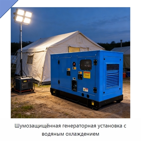 Шумозащищённая генераторная установка с водяным охлаждением