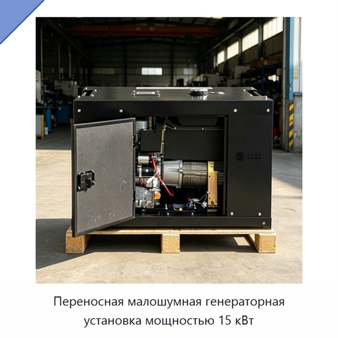 Переносная малошумная генераторная установка мощностью 15 кВт