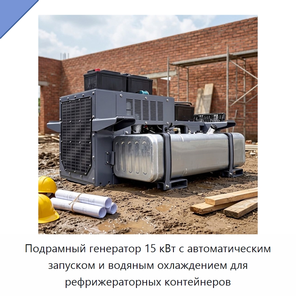 Подрамный генератор 15 кВт с автоматическим запуском и водяным охлаждением для рефрижераторных контейнеров — Дизельные генераторы