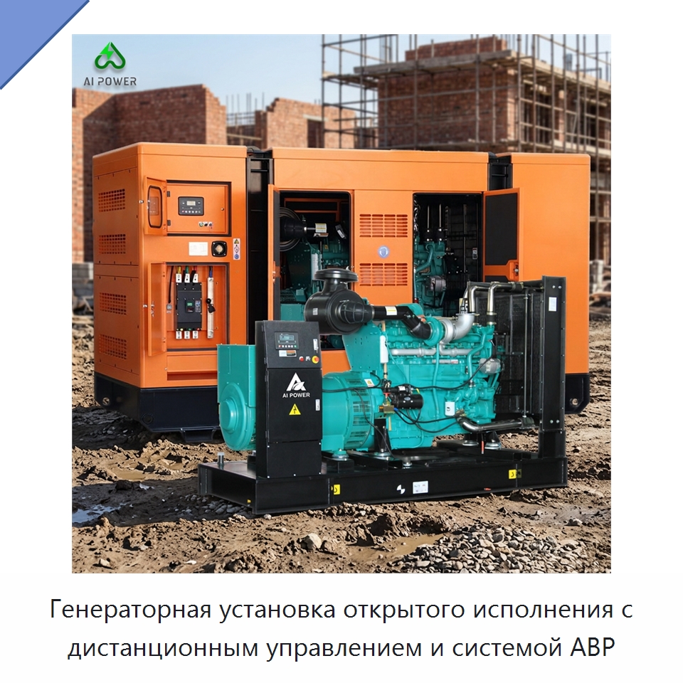 Генераторная установка открытого исполнения с дистанционным управлением и системой АВР — Дизельные генераторы