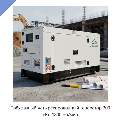 Трёхфазный четырёхпроводный генератор 300 кВт, 1800 об/мин