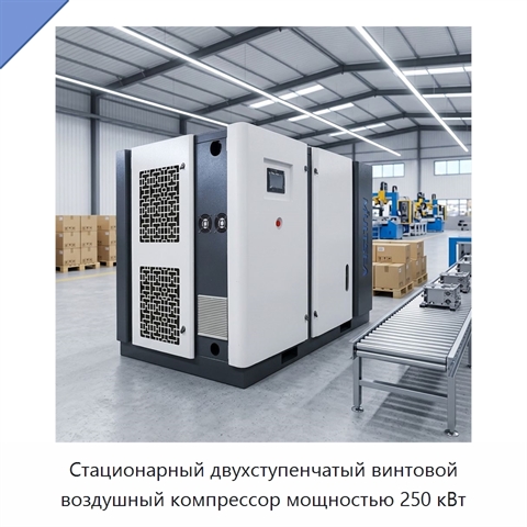 Стационарный двухступенчатый винтовой воздушный компрессор мощностью 250 кВт