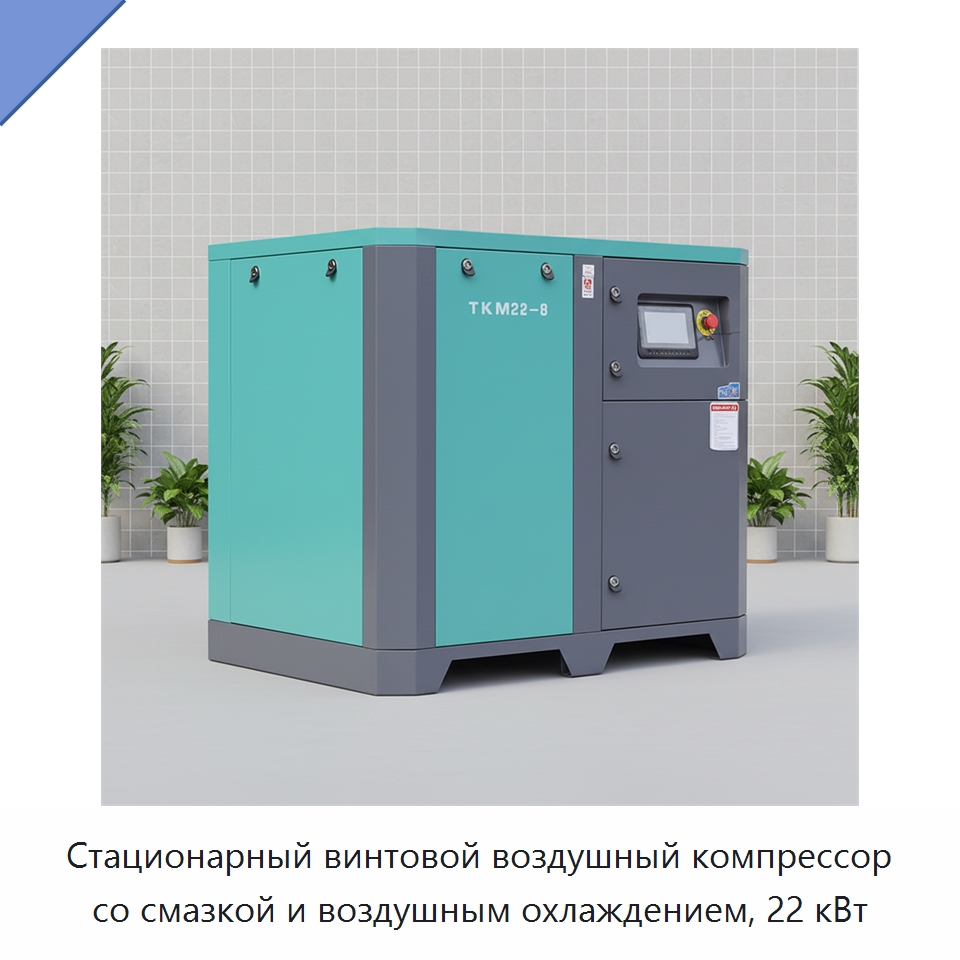 Стационарный винтовой воздушный компрессор со смазкой и воздушным охлаждением, 22 кВт — Промышленные компрессоры